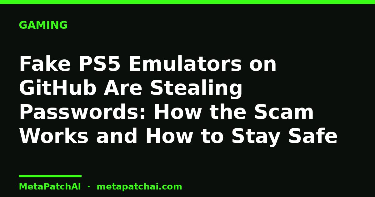 Fake PS5 Emulators on GitHub Are Stealing Passwords: How the Scam Works and How to Stay Safe